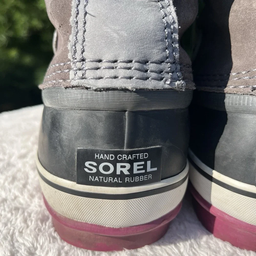 SOREL Joan of Arctic Knit Boots Womens 9.5 Winter Snow Waterproof Gray Purple